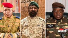 (L-R ) The leader of Burkina Faso, Ibrahim Traoré, Mali’s military leader Colonel Assimi Goita and Niger’s General Abdourahmane Tchiani [ChannelsTV]