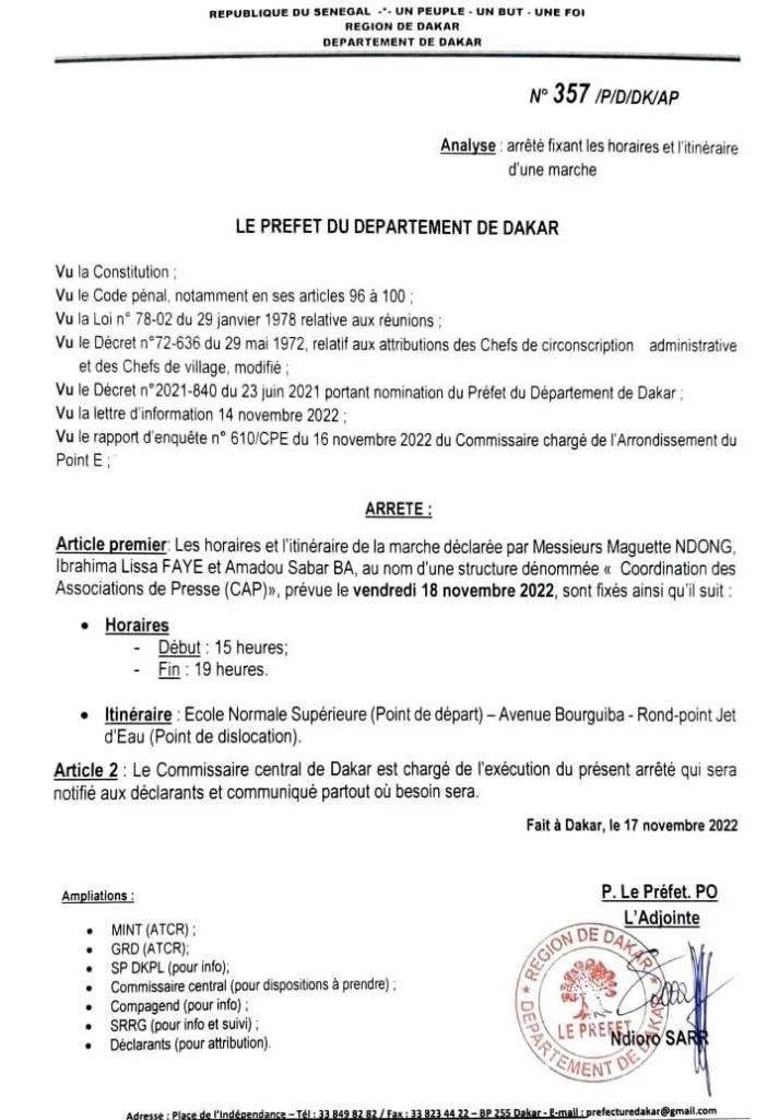 Communiqué marche