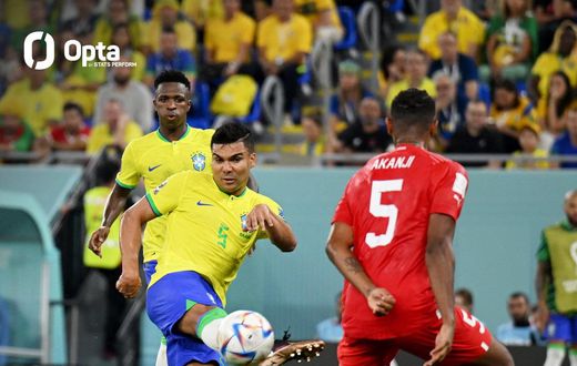 Casemiro a trouvé le chemin des filets pour le Brésil face à la Suisse, lundi 28 novembre 2022 Coupe du monde 2022