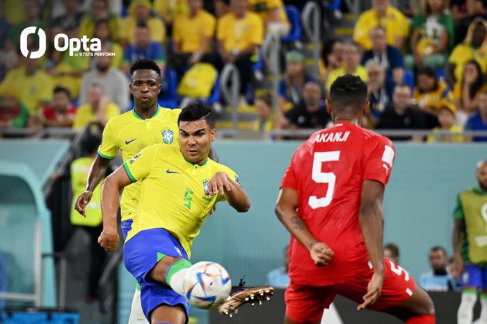 Casemiro a trouvé le chemin des filets pour le Brésil face à la Suisse, lundi 28 novembre 2022 Coupe du monde 2022