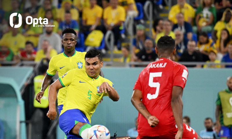 Casemiro a trouvé le chemin des filets pour le Brésil face à la Suisse, lundi 28 novembre 2022 Coupe du monde 2022