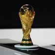 DOHA, QATAR - MARCH 31: The FIFA World Cup Trophy is pictured on display during the 72nd FIFA Congress at the Doha Exhibition and Convention Center on March 31, 2022 in Doha, Qatar. (Photo by Michael Regan - FIFA/FIFA via Getty Images)