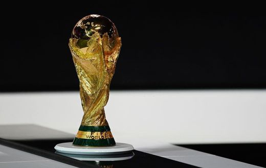 DOHA, QATAR - MARCH 31: The FIFA World Cup Trophy is pictured on display during the 72nd FIFA Congress at the Doha Exhibition and Convention Center on March 31, 2022 in Doha, Qatar. (Photo by Michael Regan - FIFA/FIFA via Getty Images)