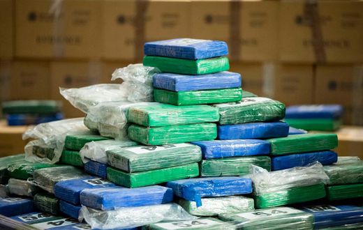 Packets of cocaine seized from a ship at a Philadelphia port in June 2019.