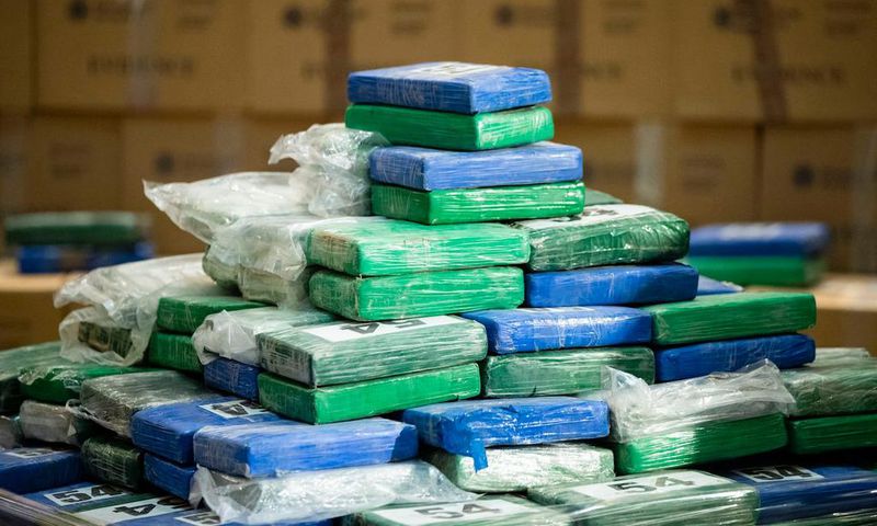Packets of cocaine seized from a ship at a Philadelphia port in June 2019.
