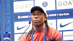 Caster Semenya lors de sa venue au Parc des Princes au début du mois de juillet dans le cadre d'une course organisée par son équipementier