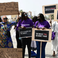 Manifestation du Collectif des féministes du Sénégal contre les violences faites aux femmes, le 3 juillet 2021, place de l’Obélisque, à Dakar © SEYLLOU-AFP