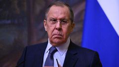 Russian Foreign Minister Sergei Lavrov attends a joint press conference with International Committee of the Red Cross (ICRC) President following their talks in Moscow on March 24, 2022.KIRILL KUDRYAVTSEV/POOL/AFP via Getty Images