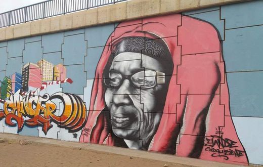 Yande Codou Sène sur une fresque murale à Dakar, Sénégal