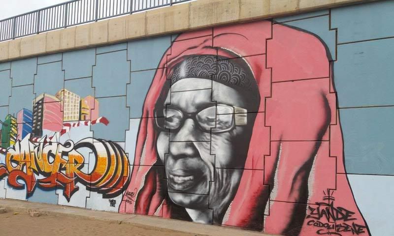 Yande Codou Sène sur une fresque murale à Dakar, Sénégal