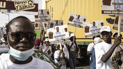 Des partisans du président sénégalais Macky Sall et de sa coalition Benno Bokk Yakaar, le 29 juillet à Dakar (JOHN WESSELS / AFP)
