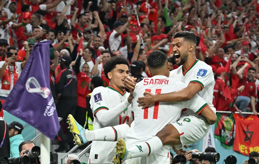 Le Marocain Abdelhamid Sabiri a ouvert le score, face à la Belgique, au stade Al-Thumama, à Doha (Qatar), le 27 novembre 2022. (MUSTAFA YALCIN / AFP)