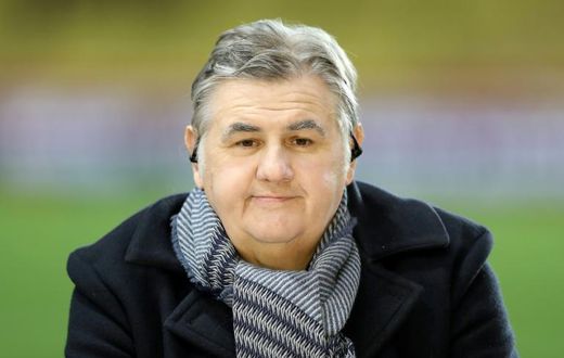 Sports pundit Pierre Menes on March 2, 2018 at the  "Louis II" stadium in Monaco.