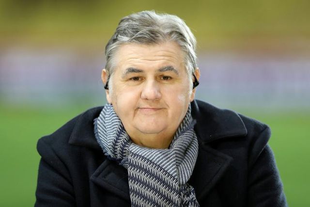 Sports pundit Pierre Menes on March 2, 2018 at the  "Louis II" stadium in Monaco.