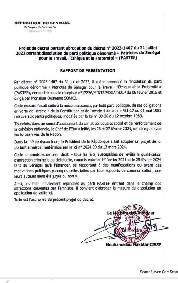 decret Pastef