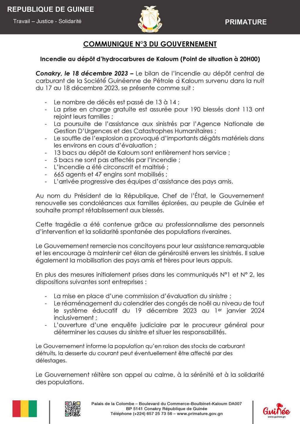 Communiqué deces Guinée