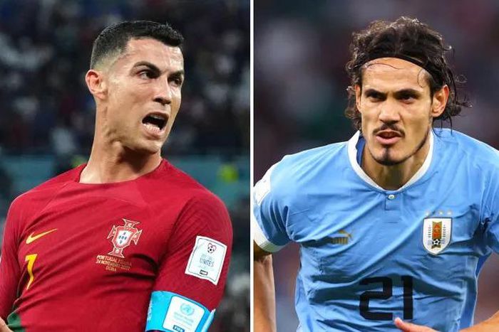 Cristiano Ronaldo (gauche) et Edinson Cavani jouent leur dernier mondial.