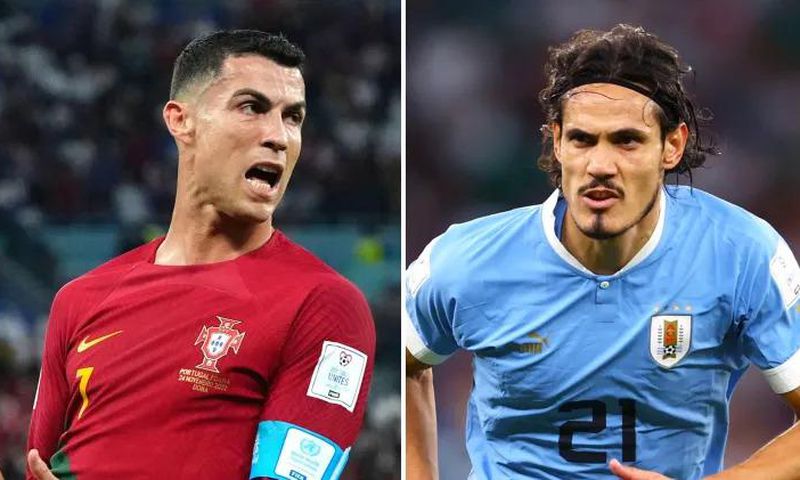 Cristiano Ronaldo (gauche) et Edinson Cavani jouent leur dernier mondial.