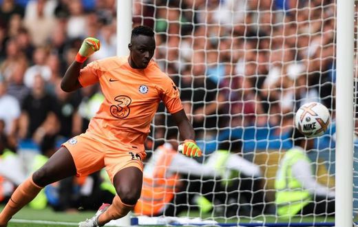Edouard Mendy face à West Ham, le 3 septembre 2022 à Stamford Bridge, Adrian DENNIS / AFP