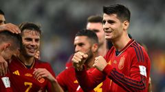 Alvaro Morata celebrating his goal for Spain against Costa Rica