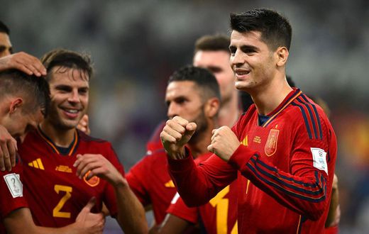 Alvaro Morata celebrating his goal for Spain against Costa Rica