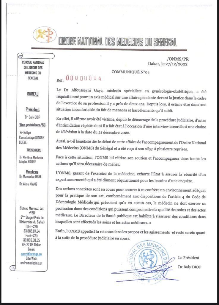 Communiqué Onms