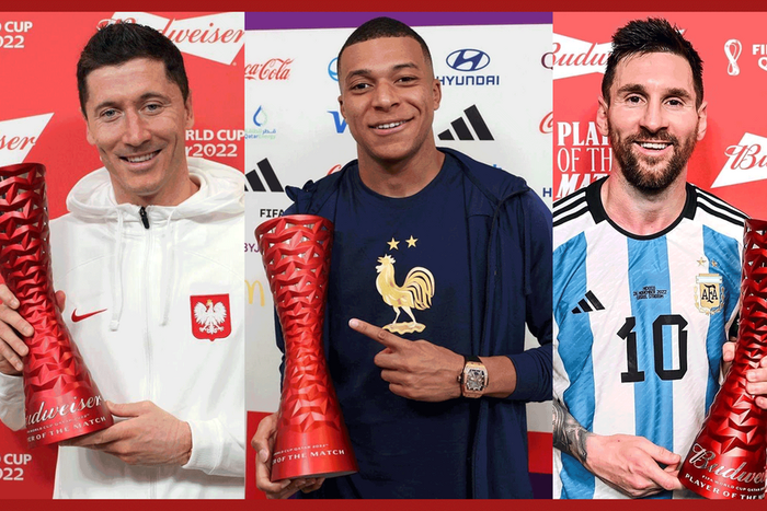 Lewandowsky, Mbappé et Messi, désignés hommes du match après leurs prestations XXL en Coupe du Monde, le 26 novembre 2022.