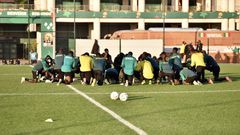 Dernière séance d'entraînement des Lions locaux avant d'affronter le Madascar en demi-finale du CHAN 2022, le 30 janvier 2023
