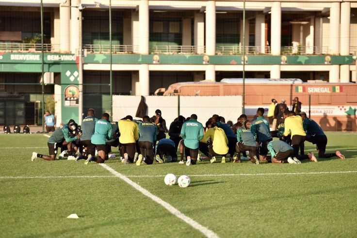 Dernière séance d'entraînement des Lions locaux avant d'affronter le Madascar en demi-finale du CHAN 2022, le 30 janvier 2023