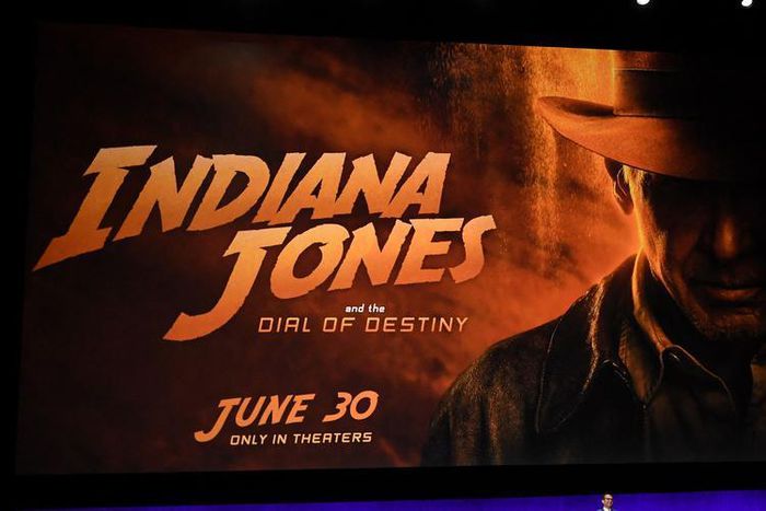 La présentation du nouvel épisode d'"Indiana Jones" par Disney au CinemaCon de Las Vegas, le 26 avril 2023 © Ethan Miller / GETTY IMAGES NORTH AMERICA/AFP