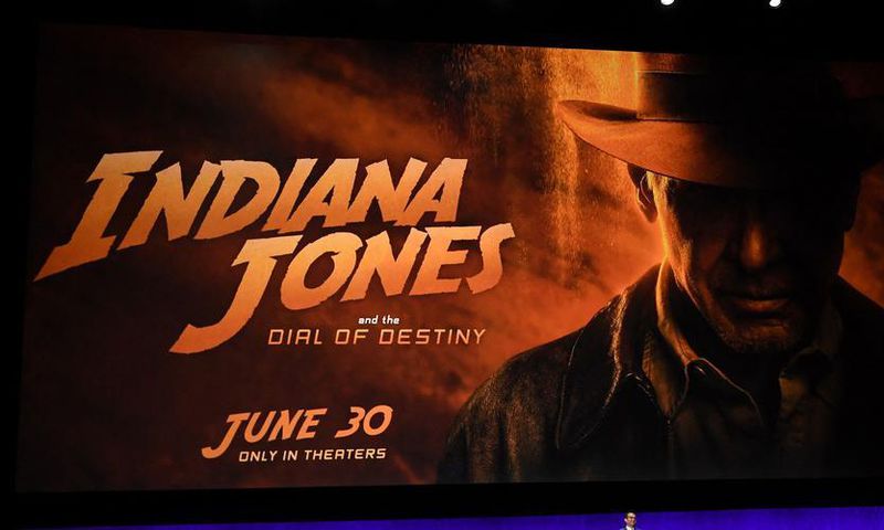 La présentation du nouvel épisode d'"Indiana Jones" par Disney au CinemaCon de Las Vegas, le 26 avril 2023 © Ethan Miller / GETTY IMAGES NORTH AMERICA/AFP