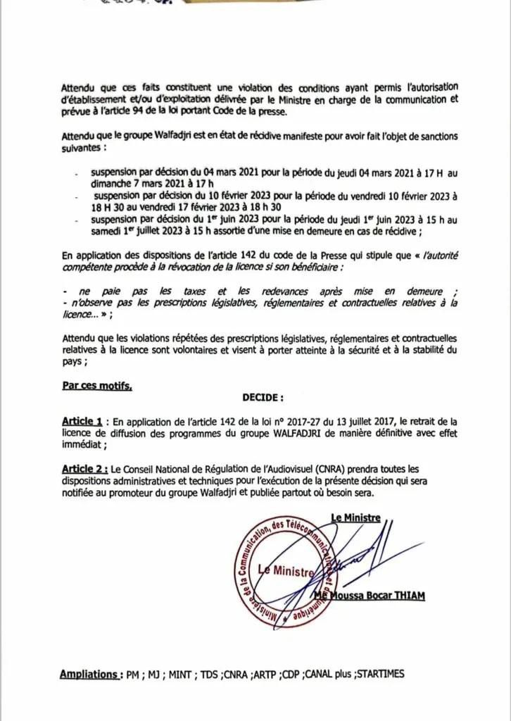 licence notification