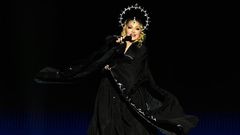 Madonna lors de son concert historique à Copacabana au Brésil le 4 mai 2024 - Pablo PORCIUNCULA - AFP