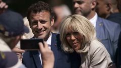 Emmanuel Macron et Brigitte Macron au Touquet, ce 24 avril 2022