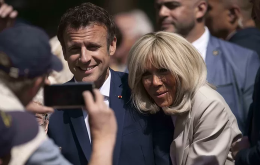 Emmanuel Macron et Brigitte Macron au Touquet, ce 24 avril 2022