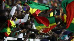Senegal supporters at the Olembe Stadium celebrate their team's victory