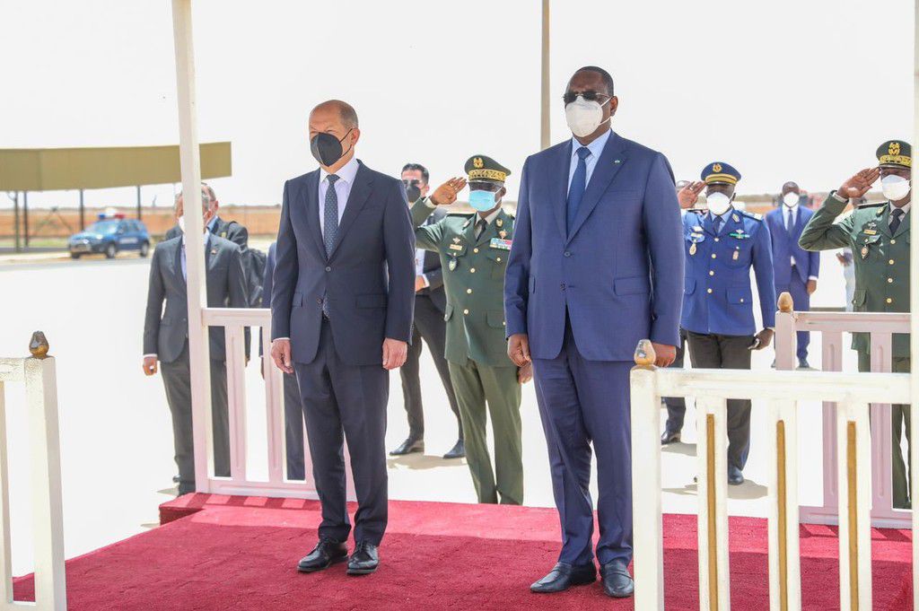 Le président Macky Sall reçoit le chancelier allemand Olaf Schotz à Dakar, le 22 mai 2022 (2)