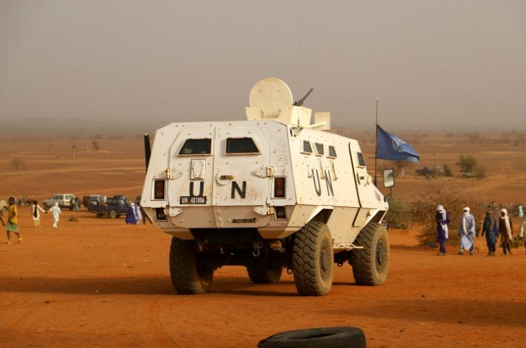 Un véhicule de la Minusma en patrouille au Mali en mars 2020