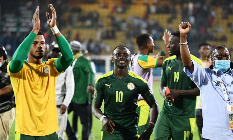 Sadio Mane and his Senegal teammates celebrate after they beat Equatorial Guinea 3-1