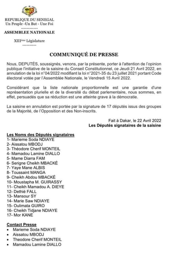 Des députés saisissent le Conseil constitutionnel pour annuler la loi sur l'augmentation des sièges à l'hémicycle
