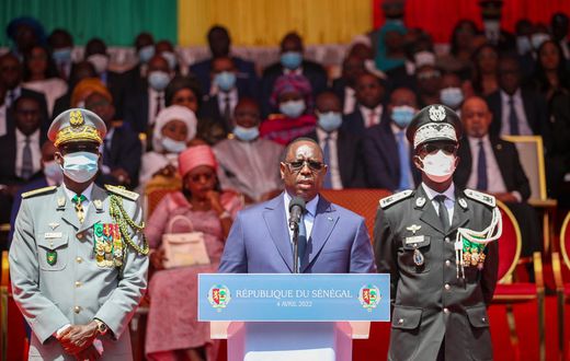 Le président Macky Sall prononce son discours lors de la fête de l'indépendance, le 4 Avril 2022