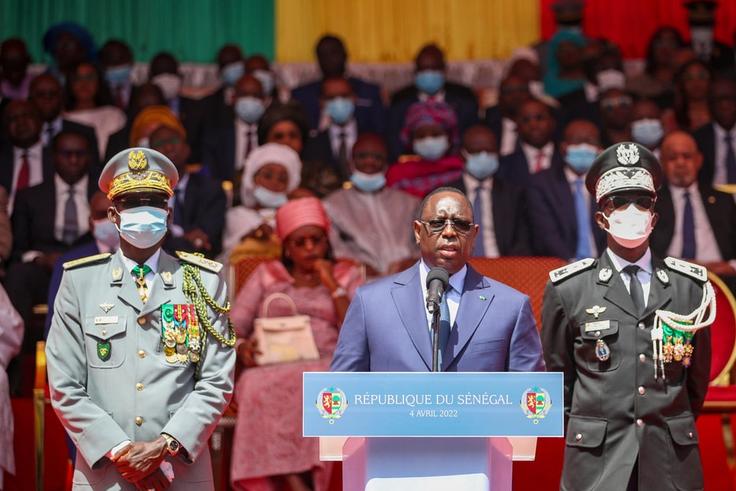 Le président Macky Sall prononce son discours lors de la fête de l'indépendance, le 4 Avril 2022