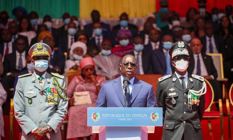 Le président Macky Sall prononce son discours lors de la fête de l'indépendance, le 4 Avril 2022