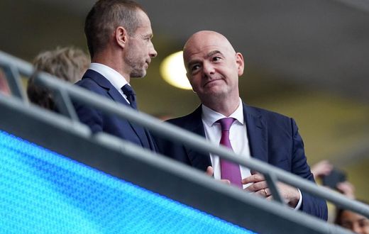 UEFA and FIFA presidents Alexander Ceferin and Gianni Infantino respectively