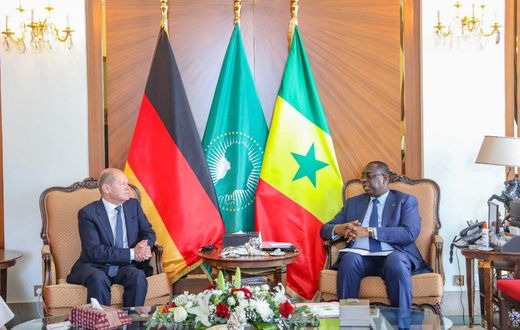 Le président Macky Sall reçoit le chancelier allemand Olaf Scholz à Dakar, le 22 mai 2022 (1)