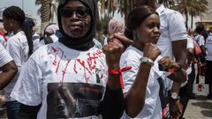 une manifestatante lors d'une campagne contre les violences faites aux femmes au Sénégal