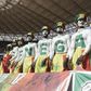 Senegal supporters are seen during the World Cup 2022 qualifying football match between Senegal and Egypt at the Me Abdoulaye Wade Stadium in Diamniadio on March 29, 2022. (Photo by SEYLLOU / AFP) (Photo by SEYLLOU/AFP via Getty Images)