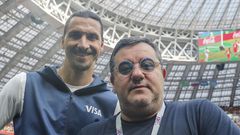 Mino Raiola and Zlatan Ibrahimovic at the 2018 World Cup