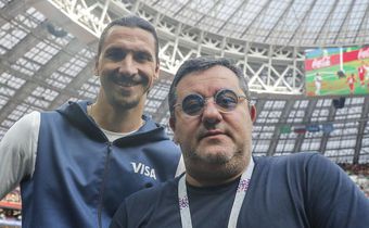 Mino Raiola and Zlatan Ibrahimovic at the 2018 World Cup