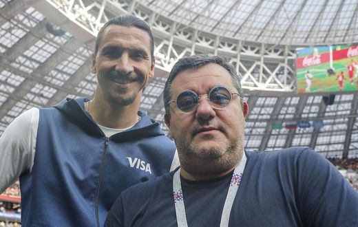 Mino Raiola and Zlatan Ibrahimovic at the 2018 World Cup